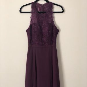 Knee Length Eggplant Dress with Pockets